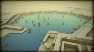 Visualisation of Harbour produced by BBC for Rome’s Lost Empire in collaboration with Portus Project